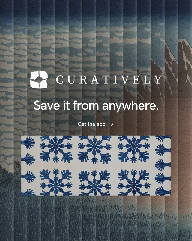 Instagram portrait post for Curatively: "Save it from anywhere." Minimal luxury style, logo hero layout, dark palette in grey, black.