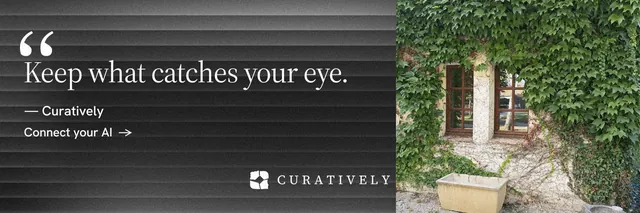 X header for Curatively: "Private until you choose." Minimal luxury style, quote layout, dark palette in black, grey.
