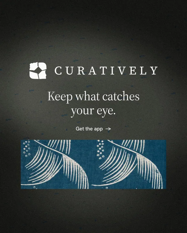 Instagram portrait post for Curatively: "Keep what catches your eye." Minimal luxury style, logo hero layout, dark palette in black, grey.