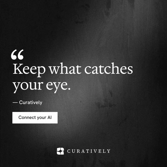 Instagram post for Curatively: "Keep a vault for each thing you make." Swiss style, quote layout, dark palette in black, grey.