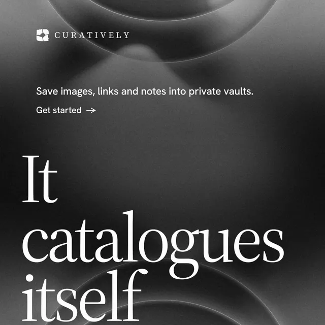 Instagram post for Curatively: "Find it by colour." Minimal luxury style, oversized layout, dark palette in grey, black.