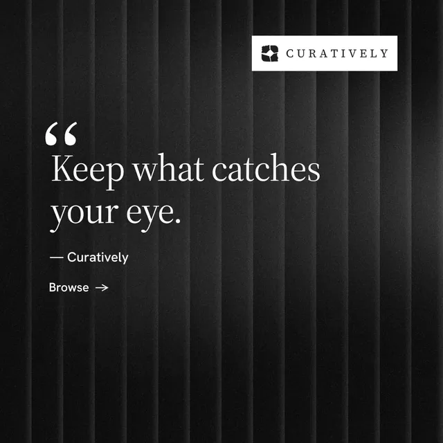 Instagram post for Curatively: "It catalogues itself." Minimal luxury style, quote layout, dark palette in black, grey.