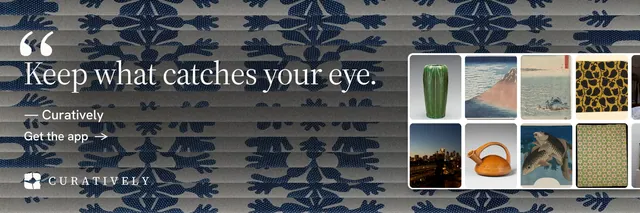 X header for Curatively: "All of it, in one grid." Minimal luxury style, quote layout, dark palette in grey, blue.