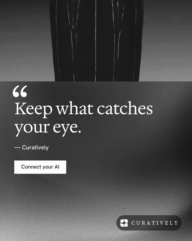 Instagram portrait post for Curatively: "Then build from it." Swiss style, quote layout, dark palette in grey, black.
