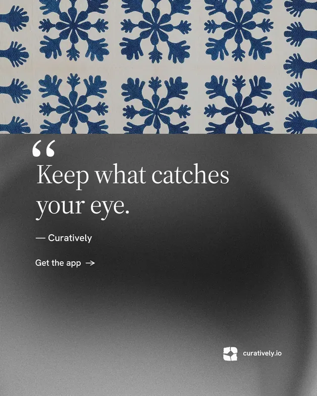Instagram portrait post for Curatively: "Saved, sorted and yours." Minimal luxury style, quote layout, dark palette in grey, black.