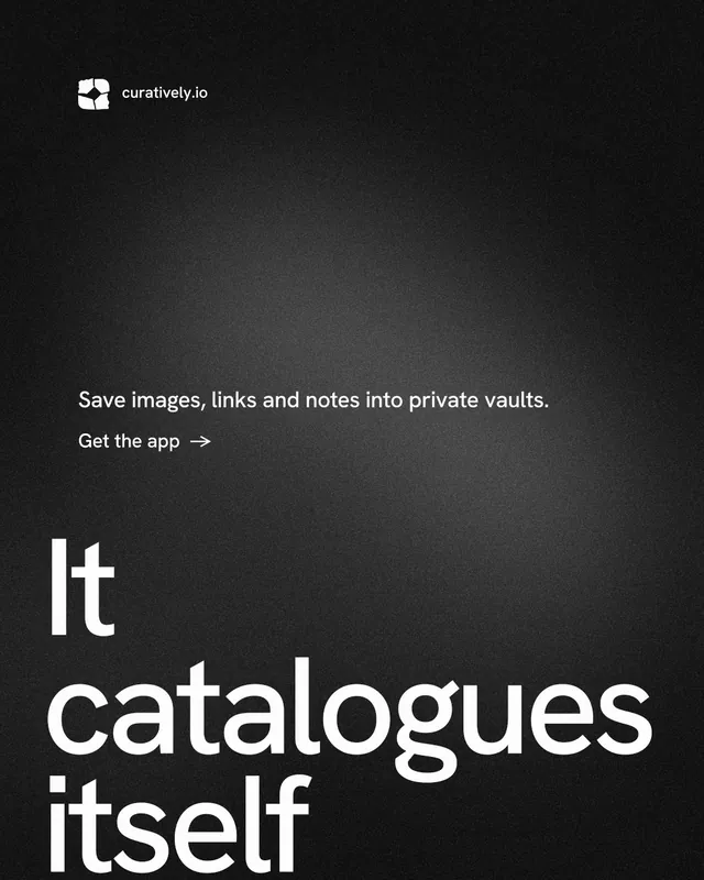 Instagram portrait post for Curatively: "All of it, in one grid." Minimal luxury style, oversized layout, dark palette in black, grey.