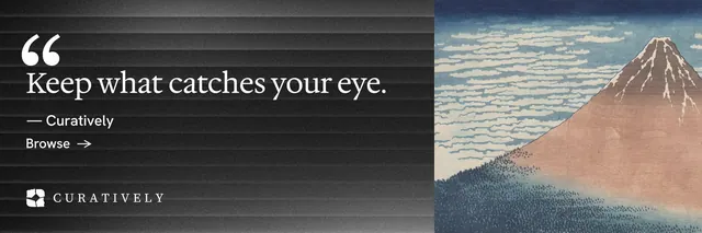 X header for Curatively: "All of it, in one grid." Minimal luxury style, quote layout, dark palette in grey, black.