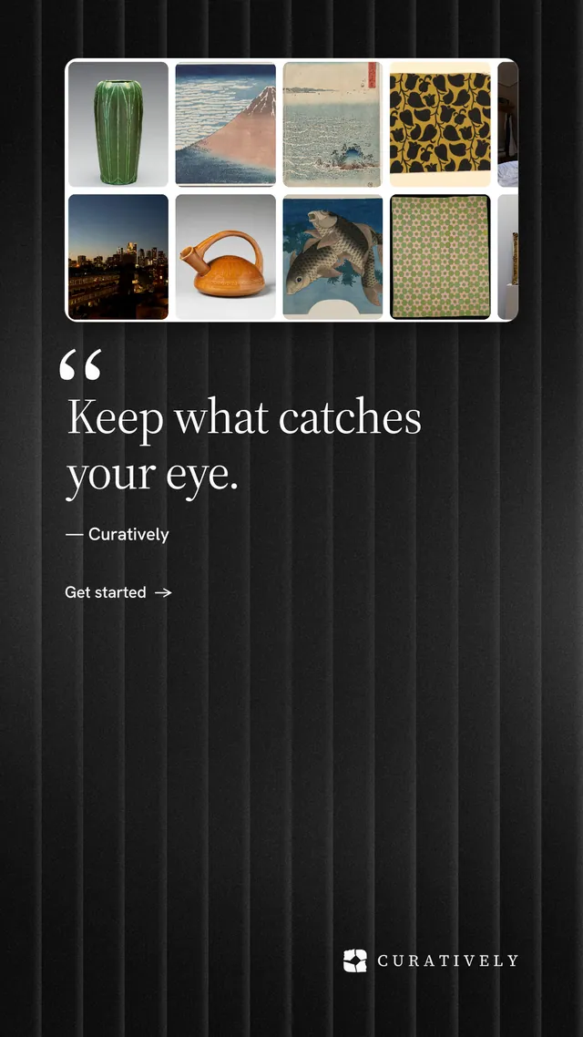 Instagram story for Curatively: "Keep a vault for each thing you make." Minimal luxury style, quote layout, dark palette in black, grey.