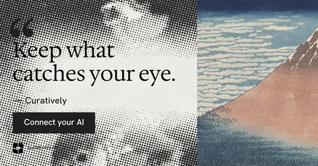 Social ad for Curatively: "Find it by colour." Swiss style, quote layout, light palette in grey, white.