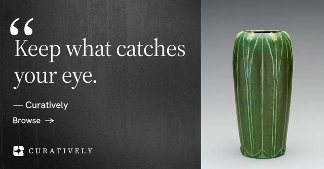 Social ad for Curatively: "Find it by colour." Minimal luxury style, quote layout, dark palette in grey, black.