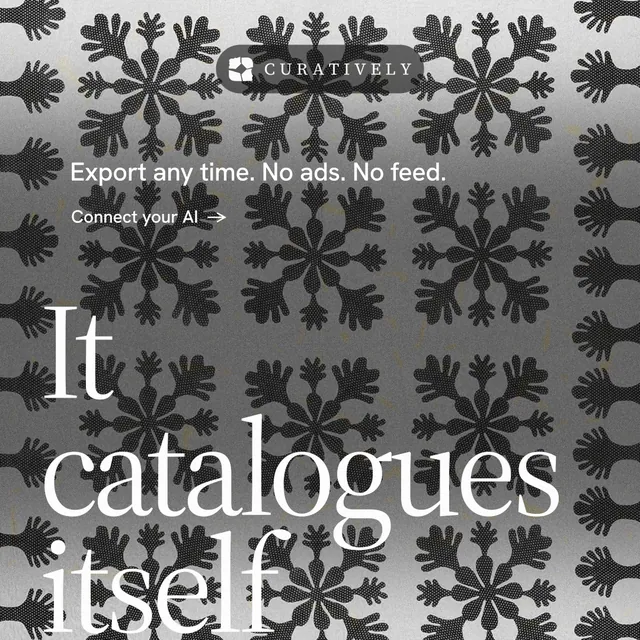 Instagram post for Curatively: "Private until you choose." Minimal luxury style, oversized layout, light palette in grey, black, white.