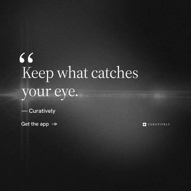 Instagram post for Curatively: "Then build from it." Minimal luxury style, quote layout, dark palette in black, grey.