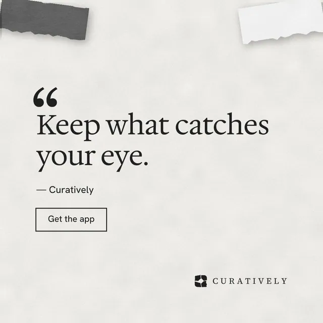 Instagram post for Curatively: "Keep a vault for each thing you make." Editorial style, quote layout, light palette in white, grey.