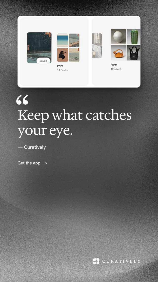 Instagram story for Curatively: "Keep a vault for each thing you make." Minimal luxury style, quote layout, light palette in grey, black, white.