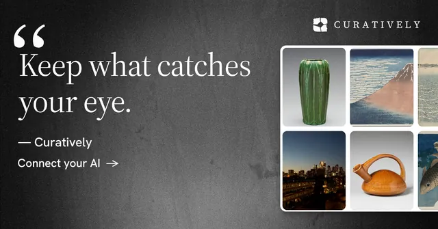 Social ad for Curatively: "It catalogues itself." Minimal luxury style, quote layout, dark palette in grey, black.