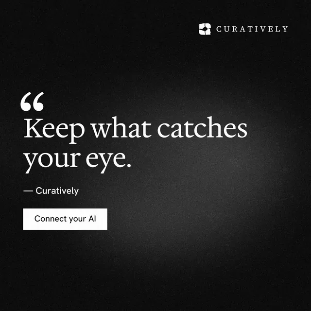 Instagram post for Curatively: "Find it by colour." Swiss style, quote layout, dark palette in black, grey.