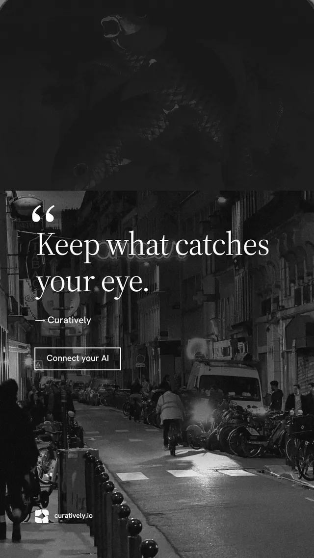 Instagram story for Curatively: "Point your AI at a vault." Editorial style, quote layout, dark palette in black, grey.