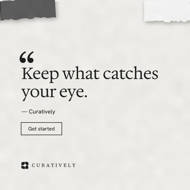 Instagram post for Curatively: "All of it, in one grid." Editorial style, quote layout, light palette in white, grey.