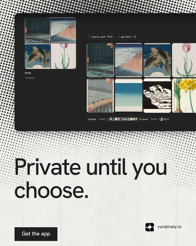 Instagram portrait post for Curatively: "Private until you choose." Swiss style, bottom layout, light palette in black, grey, white.