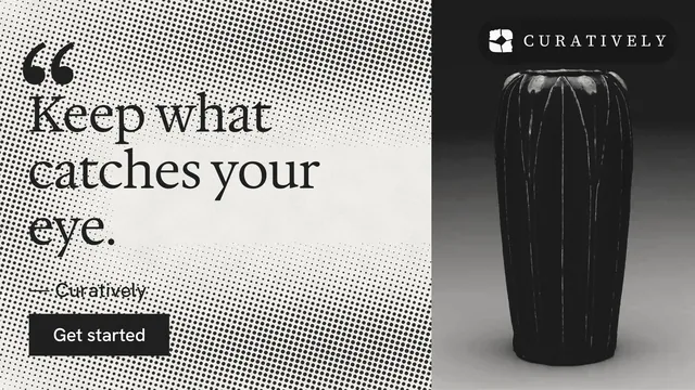 Landscape graphic for Curatively: "Then build from it." Swiss style, quote layout, light palette in grey, black, white.