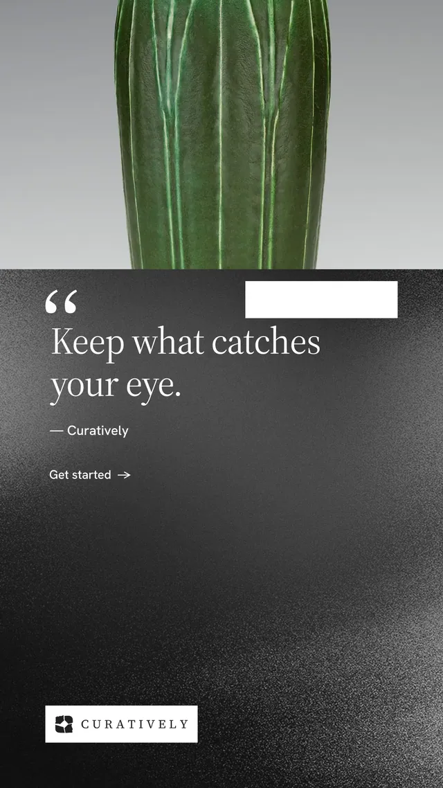 Instagram story for Curatively: "Saved, sorted and yours." Minimal luxury style, quote layout, dark palette in grey, black.