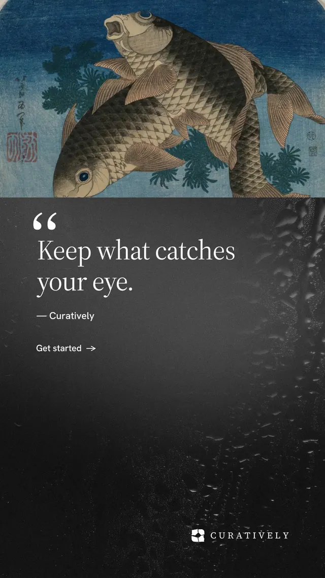 Instagram story for Curatively: "Save it from anywhere." Minimal luxury style, quote layout, dark palette in black, grey.