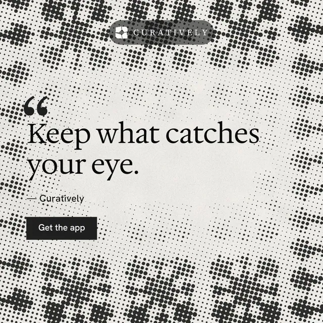 Instagram post for Curatively: "Save it from anywhere." Retro print style, quote layout, light palette in white, grey.