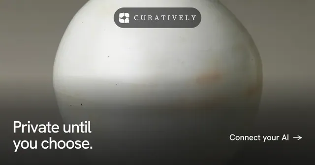 Social ad for Curatively: "Private until you choose." Swiss style, image led layout, light palette in grey, black, white.