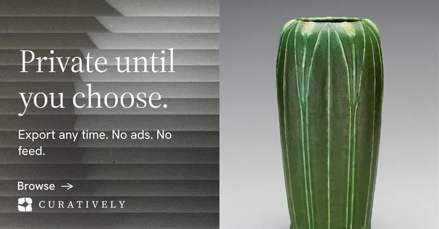 Social ad for Curatively: "Private until you choose." Minimal luxury style, bottom layout, light palette in grey, green.