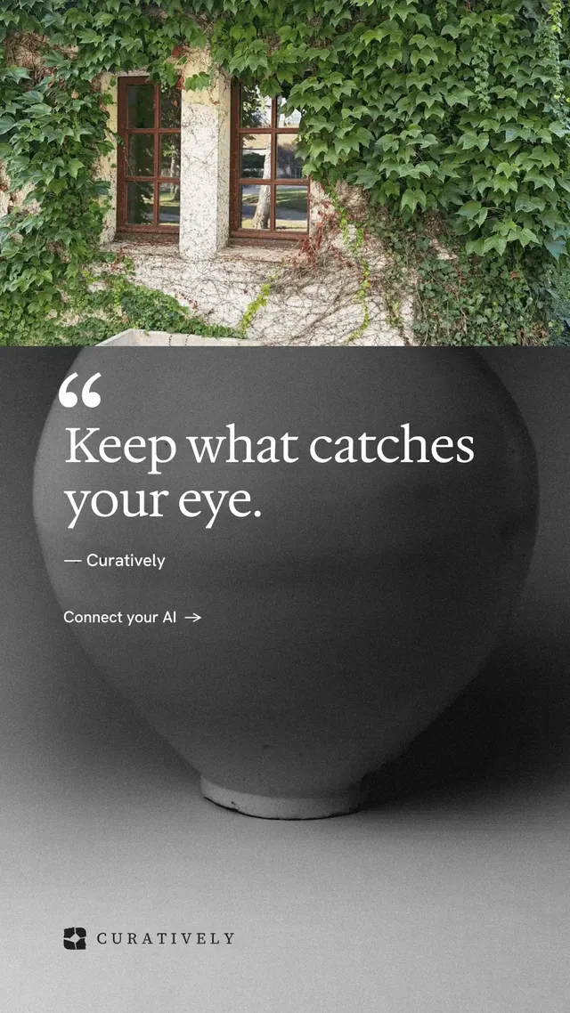 Instagram story for Curatively: "Point your AI at a vault." Minimal luxury style, quote layout, dark palette in grey, black.