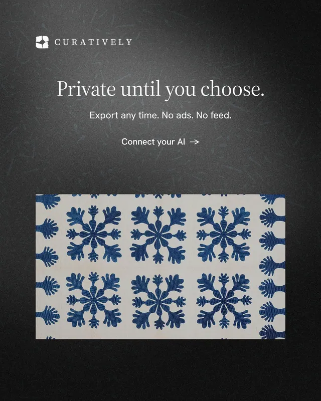 Instagram portrait post for Curatively: "Private until you choose." Minimal luxury style, centred layout, dark palette in black, grey.
