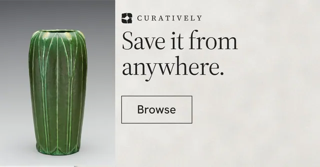 Social ad for Curatively: "Save it from anywhere." Editorial style, skeleton layout, light palette in white, grey.