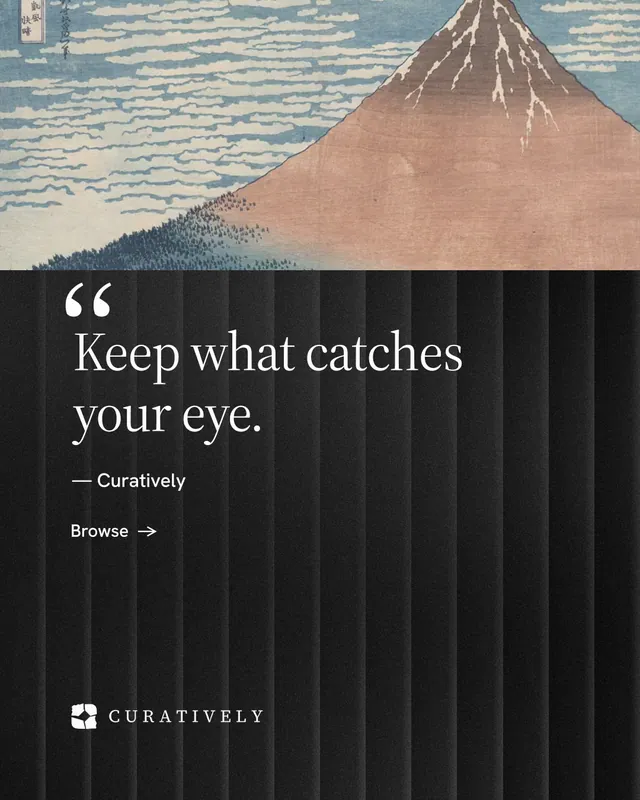 Instagram portrait post for Curatively: "Keep a vault for each thing you make." Minimal luxury style, quote layout, dark palette in grey, black.