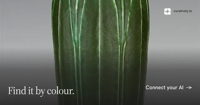 Social ad for Curatively: "Find it by colour." Editorial style, image led layout, dark palette in grey, black.