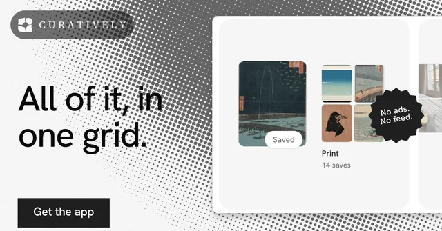 Social ad for Curatively: "All of it, in one grid." Split block style, sticker layout, light palette in white, grey.