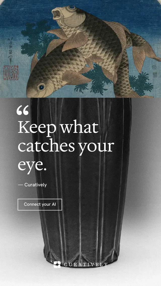 Instagram story for Curatively: "Saved, sorted and yours." Editorial style, quote layout, dark palette in grey, black, white.