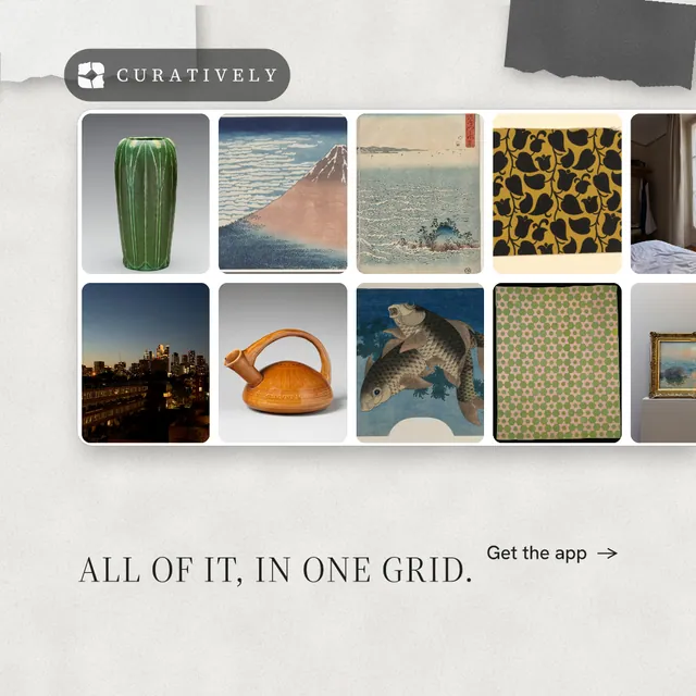 Instagram post for Curatively: "All of it, in one grid." Editorial style, image led layout, light palette in white, grey.