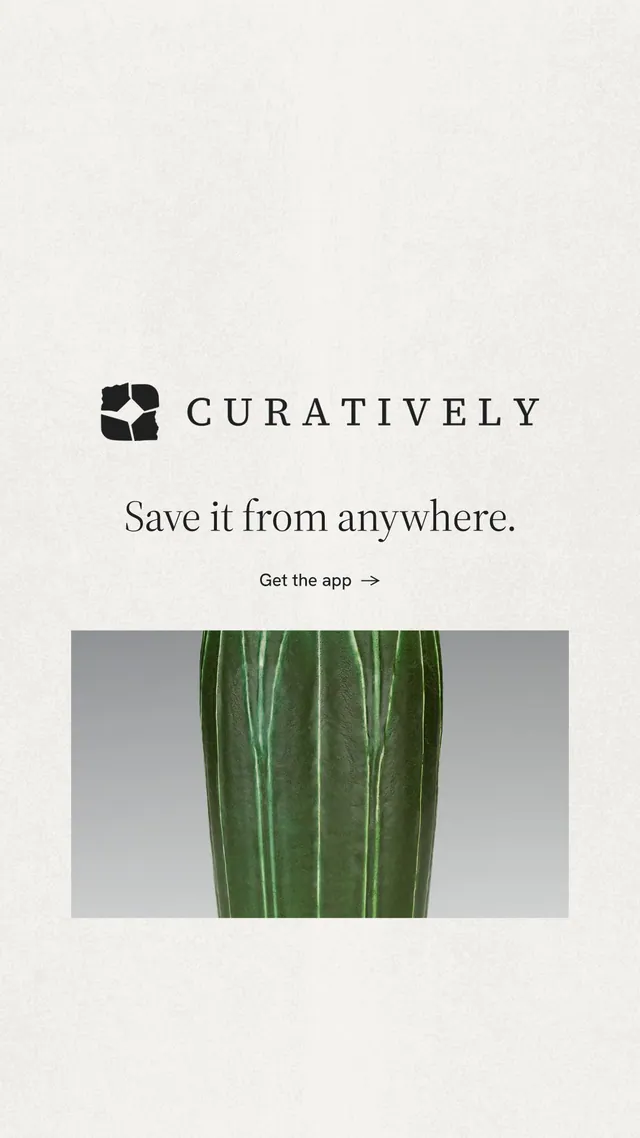 Instagram story for Curatively: "Save it from anywhere." Minimal luxury style, logo hero layout, light palette in white, grey.