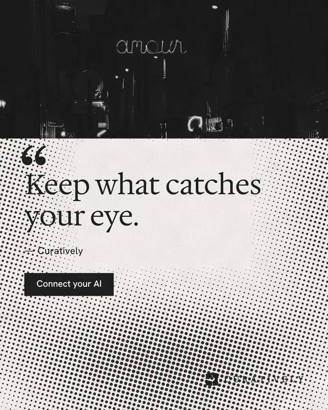 Instagram portrait post for Curatively: "Find it by colour." Swiss style, quote layout, light palette in grey, black, white.