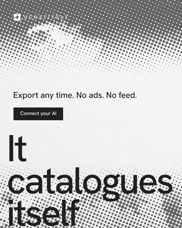 Instagram portrait post for Curatively: "Private until you choose." Swiss style, oversized layout, light palette in grey, white.