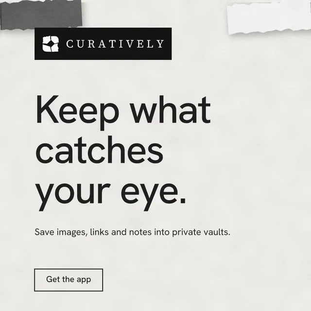 Instagram post for Curatively: "Keep what catches your eye." Editorial style, announce layout, light palette in white, grey.