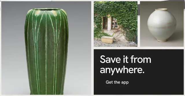 Social ad for Curatively: "Save it from anywhere." Swiss style, collage layout, light palette in grey, black, white.