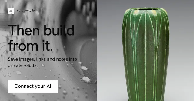 Social ad for Curatively: "Then build from it." Swiss style, bottom layout, light palette in grey, white.
