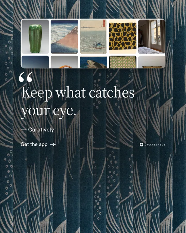 Instagram portrait post for Curatively: "Then build from it." Minimal luxury style, quote layout, dark palette in blue, grey.
