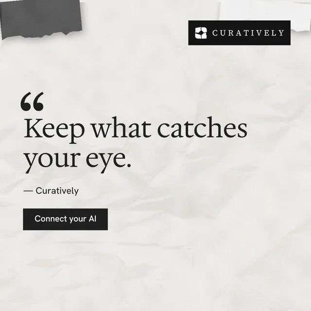 Instagram post for Curatively: "Keep a vault for each thing you make." Swiss style, quote layout, light palette in white, grey.