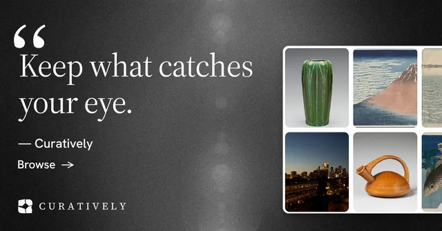 Social ad for Curatively: "Saved, sorted and yours." Minimal luxury style, quote layout, dark palette in grey, black.