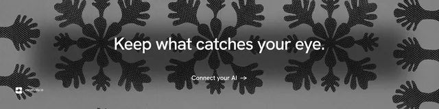 LinkedIn banner for Curatively: "Keep what catches your eye." Minimal luxury style, centred layout, dark palette in grey, black.
