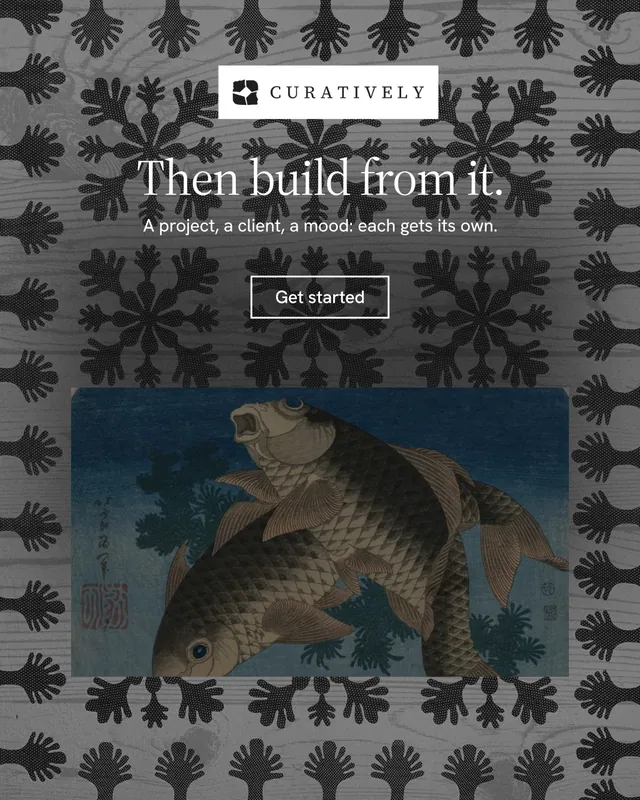 Instagram portrait post for Curatively: "Then build from it." Editorial style, centred layout, dark palette in grey, black.
