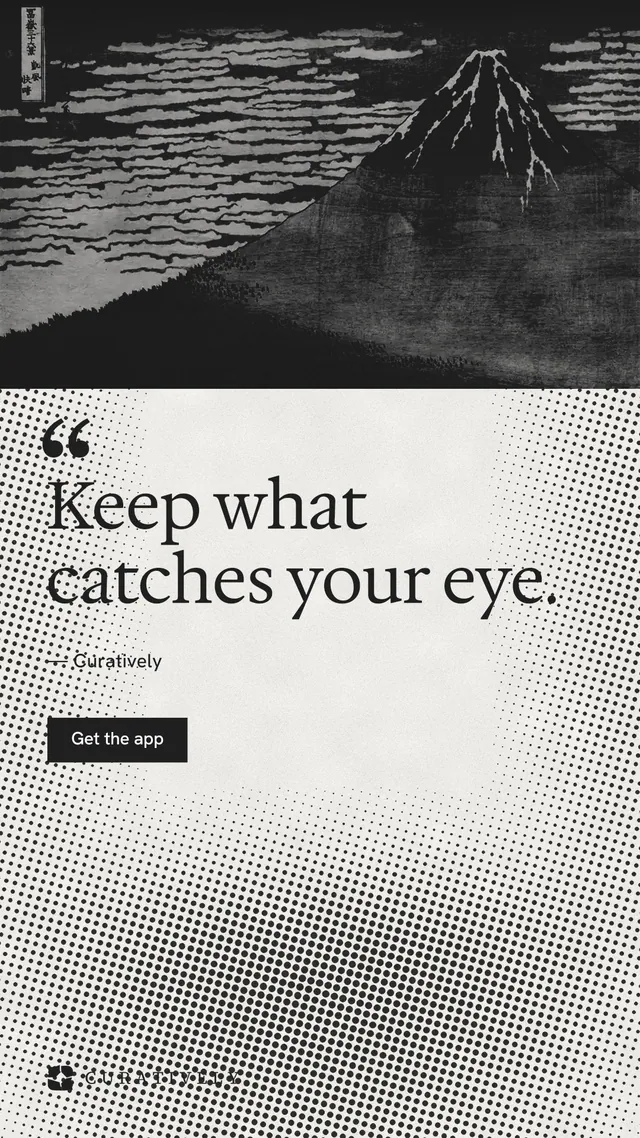 Instagram story for Curatively: "It catalogues itself." Swiss style, quote layout, light palette in black, grey, white.