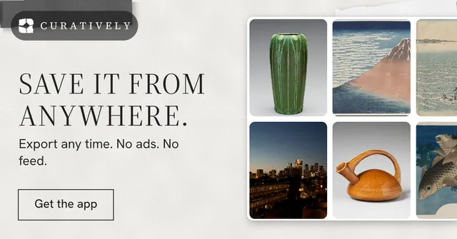 Social ad for Curatively: "Save it from anywhere." Editorial style, bottom layout, light palette in white, grey.